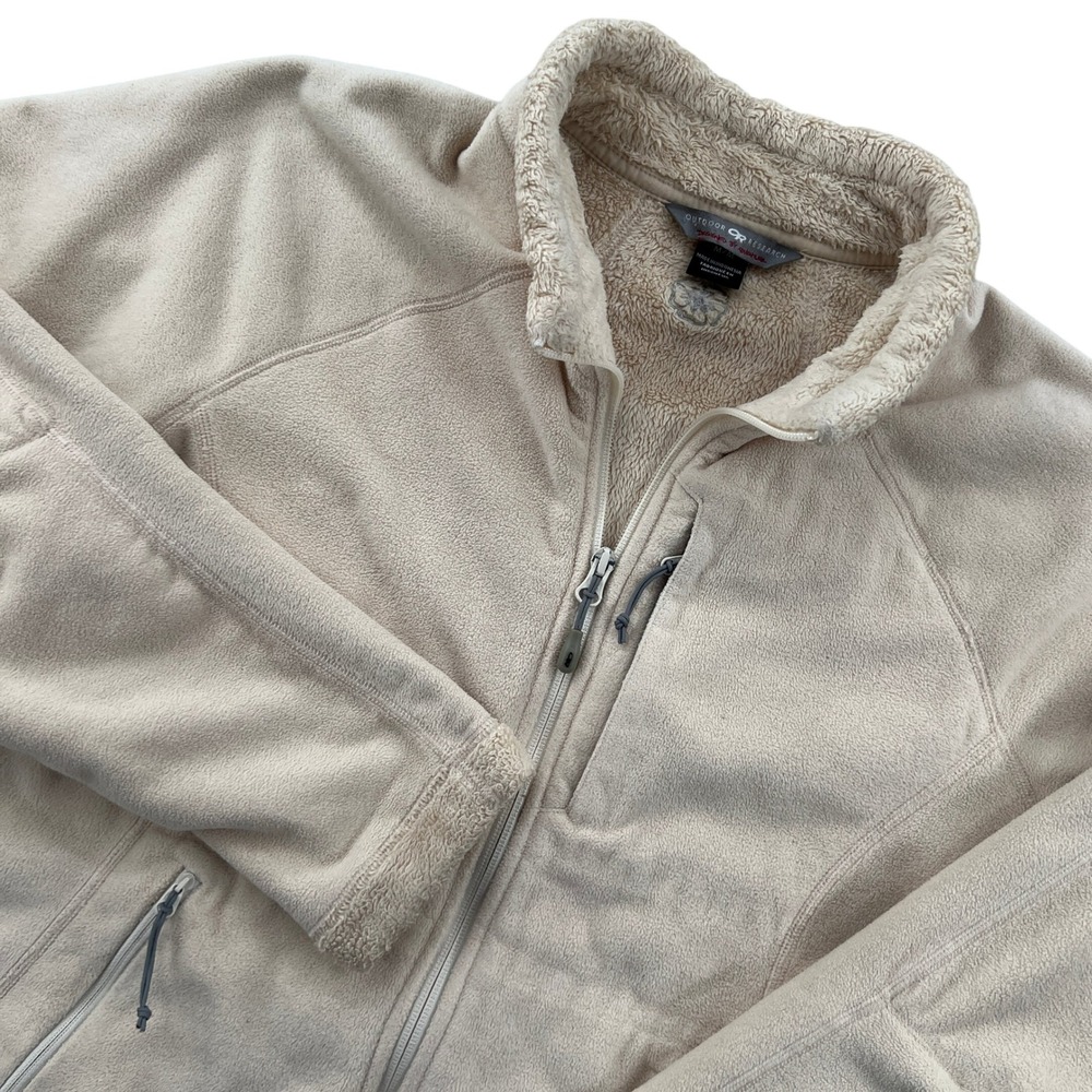 Outdoor Research Fleece Jacket Women M Tan Full Zip High Pile Hiking Gorpcore
